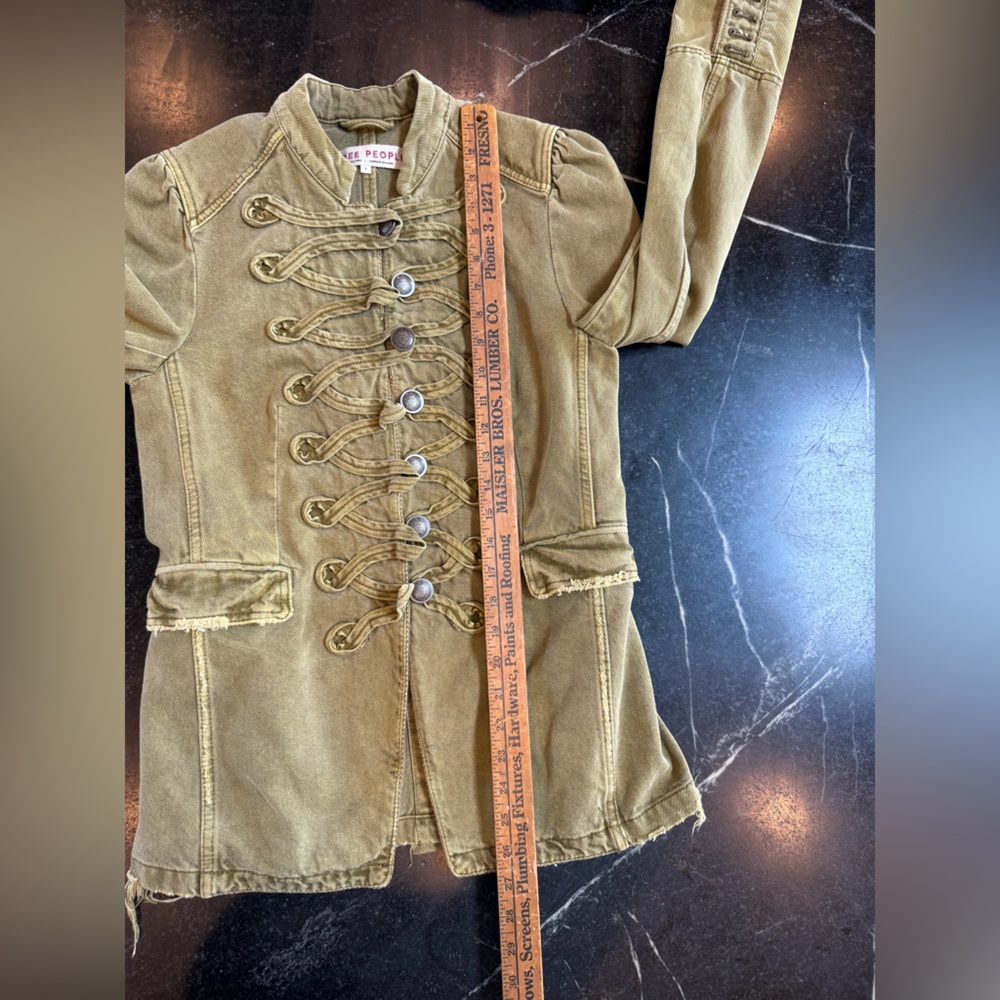 Free People Denim Seamed and Structured Military Jacket in Olive Green, Small - Picture 7 of 9